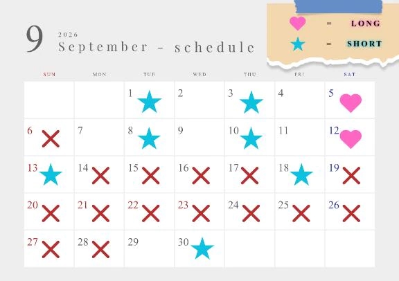 🍁9月の出勤予定一覧🍂